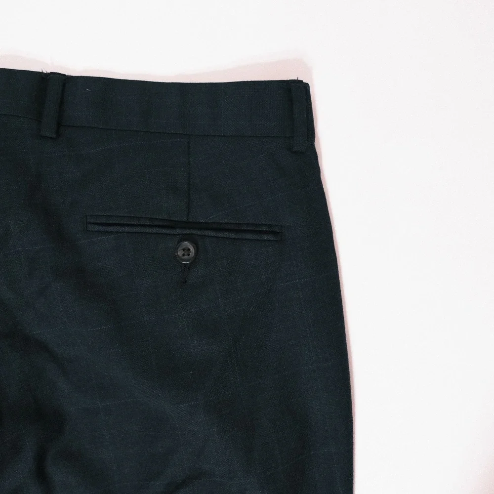 Lauren Ralph Lauren Mens Gray  Blue Plaid Wool Straight Leg Slacks